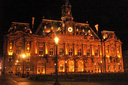  Hotel de Ville at night in the city of Tours in the Loire Valley