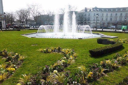 Fountain at Place Jean Jaures in the city of Tours in the Loire Valley