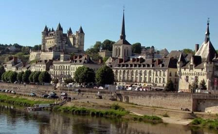 Saumur on the banks of the river Loire in the Loire valley in France