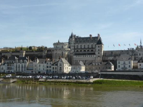 Anboise and its chateau on the bankx of the river Loire in France