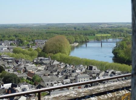 a view of Tour du Moulin and the river Vienne from fortress  Chinon