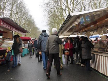 Amboise market set out along the banks of the river Loire
