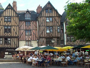 Timbered houses in Place  Plumereau in Tours France