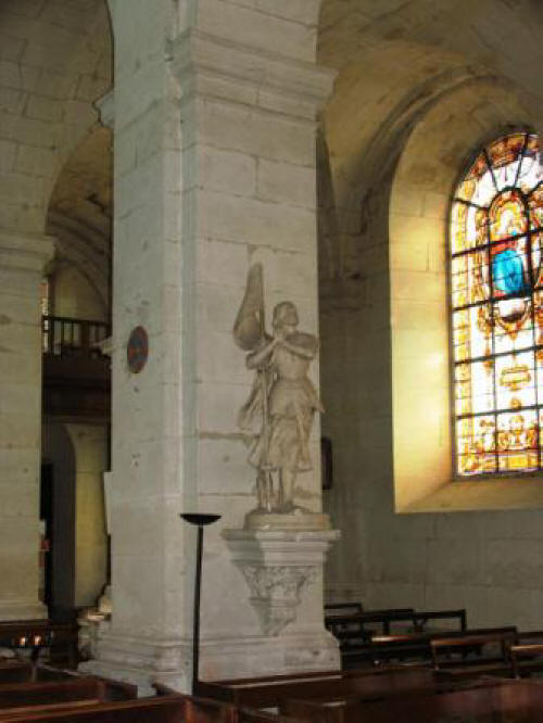 Joan of Ark statue in the church of Notre Dame de Richelieu in the Loire Valley