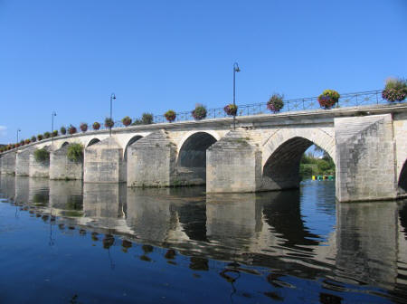 bridge over the river Creuse at  Descartes in Indre et Loire, France