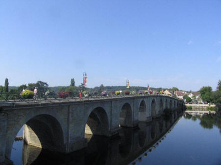 looking over the bridge at  Descartes in Indre et Loire, France