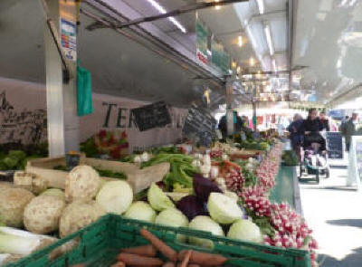 Vegetable stall at Langeais Sunday market in the Loire Valley