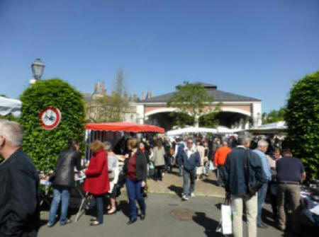 Dovered halls at Langeais Sunday market in the Loire Valley