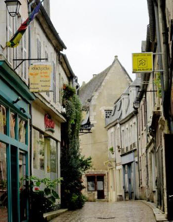 Narrow street in the hilltop village of Sancerre in the Loire Valley