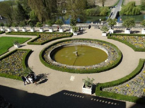 the formal gardens at Chateau d'Usse in the Loire Valley.France