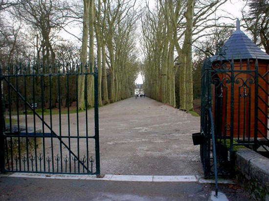 gate entrance to avenue leading to chateau de Chenonceau