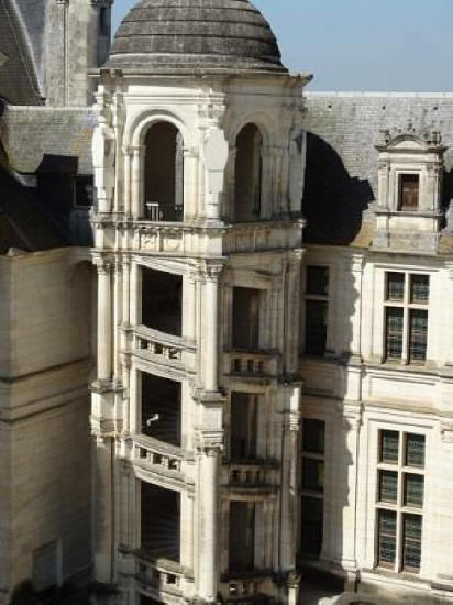 External spral staircase in courtyard of Chateau de Chambord