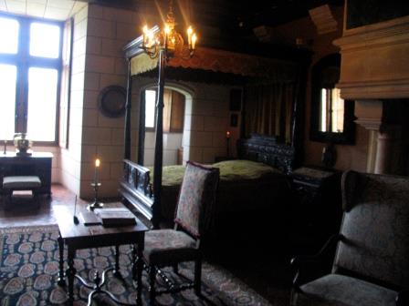 bedroom in Chateau de Montpoupon in the Loire Valley in France