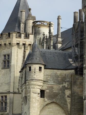 Detail on the turrets of Chateau de Saumur in the Loire Valley