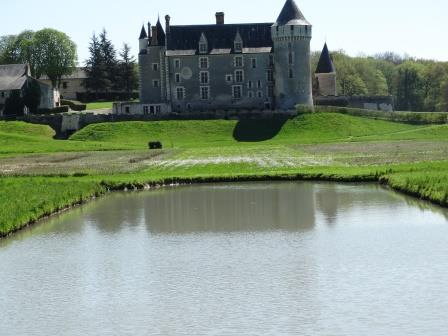View of Chateau de Montpoupon in the Loire Valley in France from over the pond
