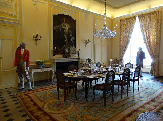 diningroom of Chateau d'Usse in the Loire Valley.France