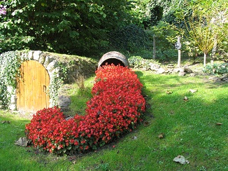 spllilng barrel in gardensl at  Descartes in Indre et Loire, France