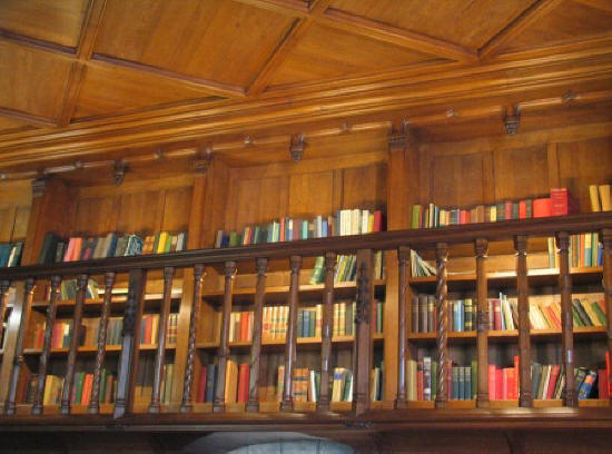 books on display in the library of chateau Cande in the Loire Valley in France