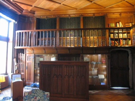 Organ in the library of chateau Cande in the Loire Valley in France