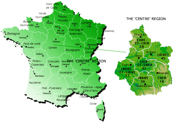 Map showing the location of Centre - Val de Loire (Loire Valley) within France
